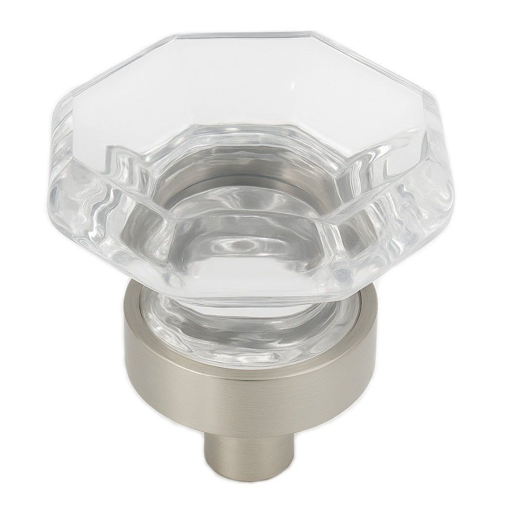 Cosmas 5268SN-C Satin Nickel & Clear Glass Cabinet Knob