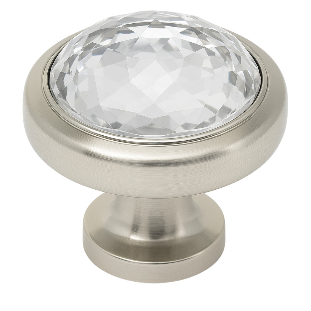 Cosmas 5317SN-C Satin Nickel & Clear Glass Round Cabinet Knob