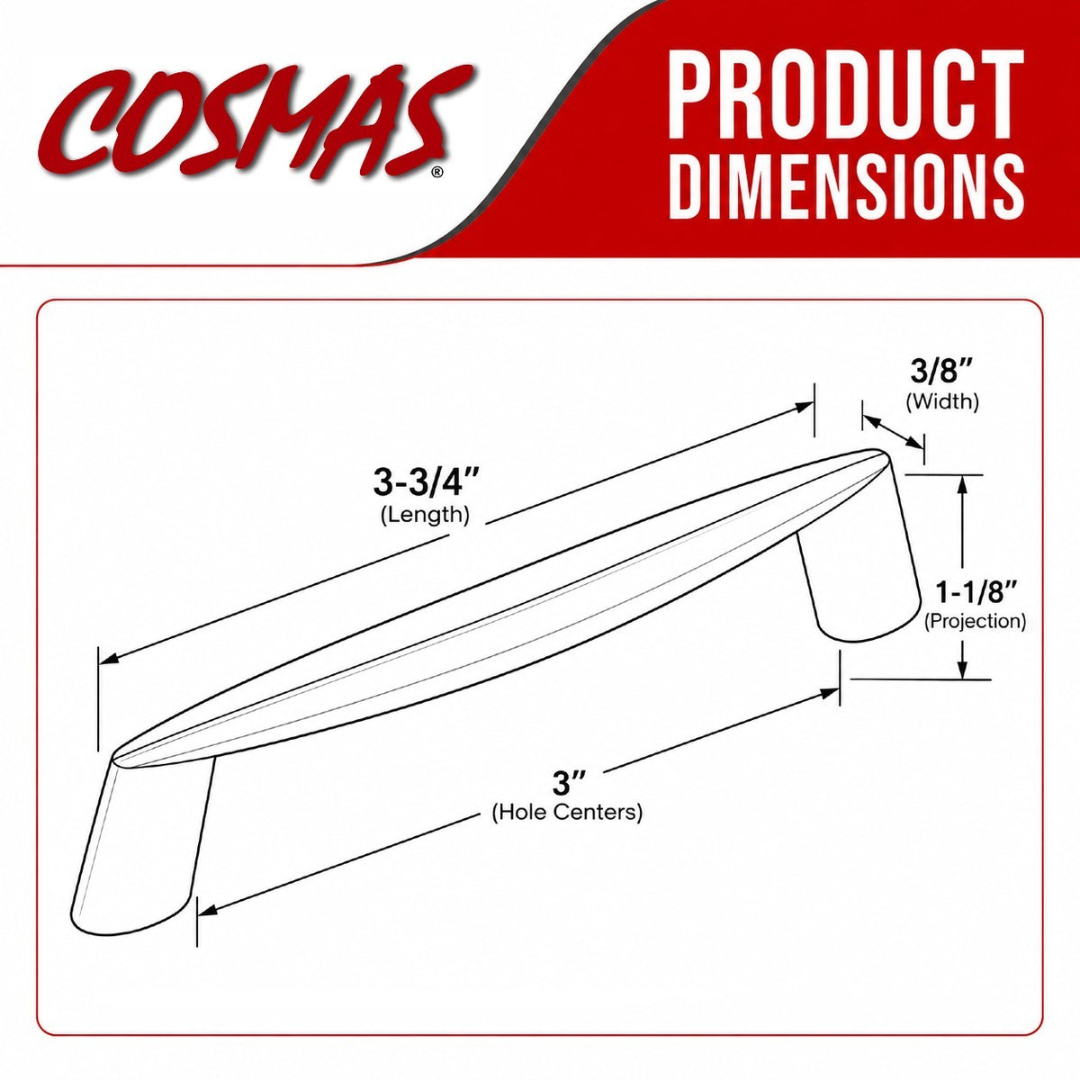 Cosmas 567-3SN Satin Nickel Contemporary Cabinet Pull