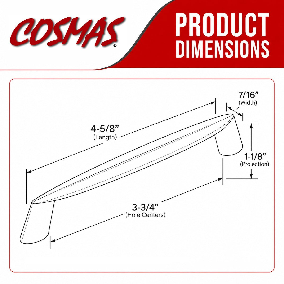Cosmas 567-96SN Satin Nickel Contemporary Cabinet Pull