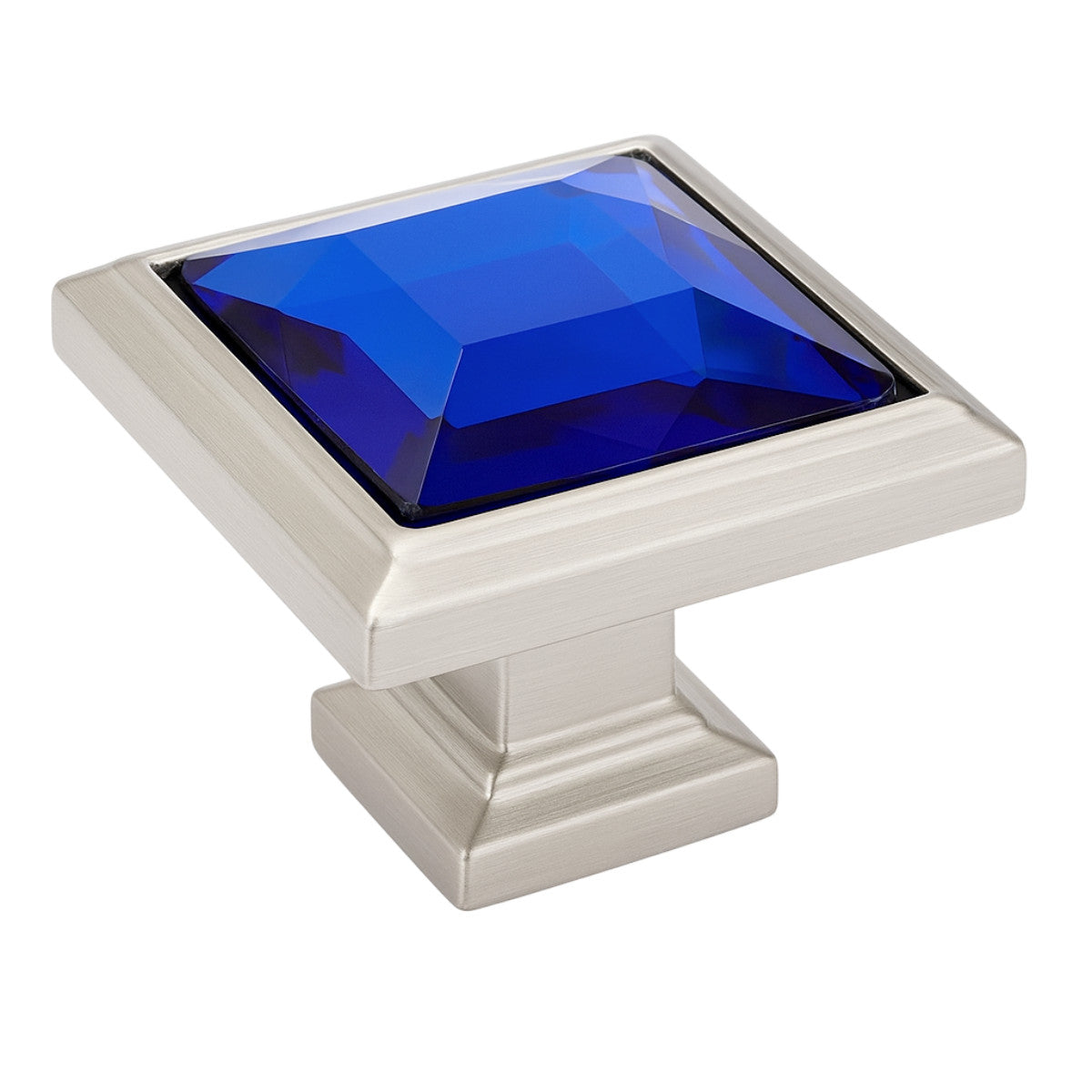 Cosmas 5883SN-BL Satin Nickel & Blue Glass Square Cabinet Knob