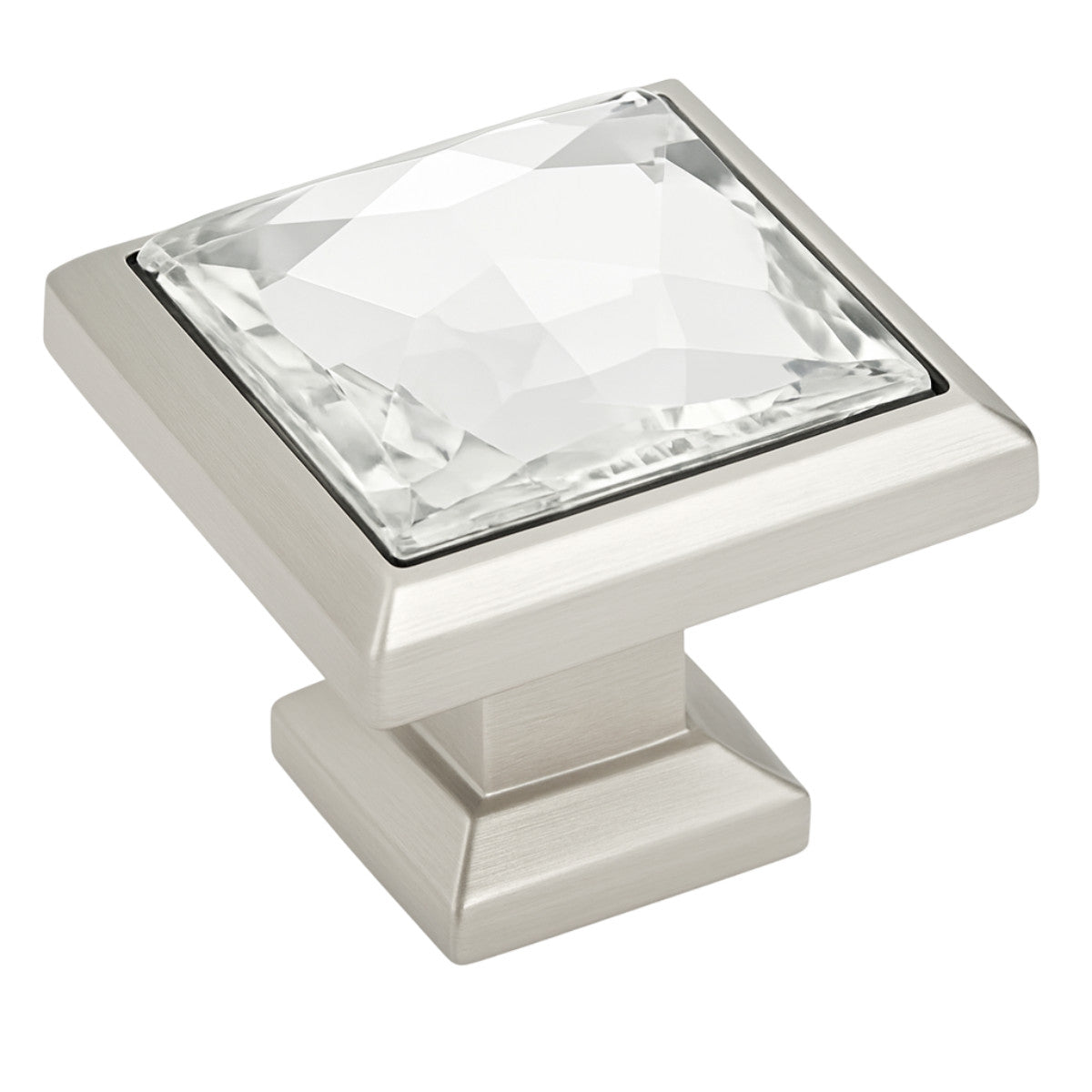 Cosmas 5883SN-C Satin Nickel & Clear Glass Square Cabinet Knob