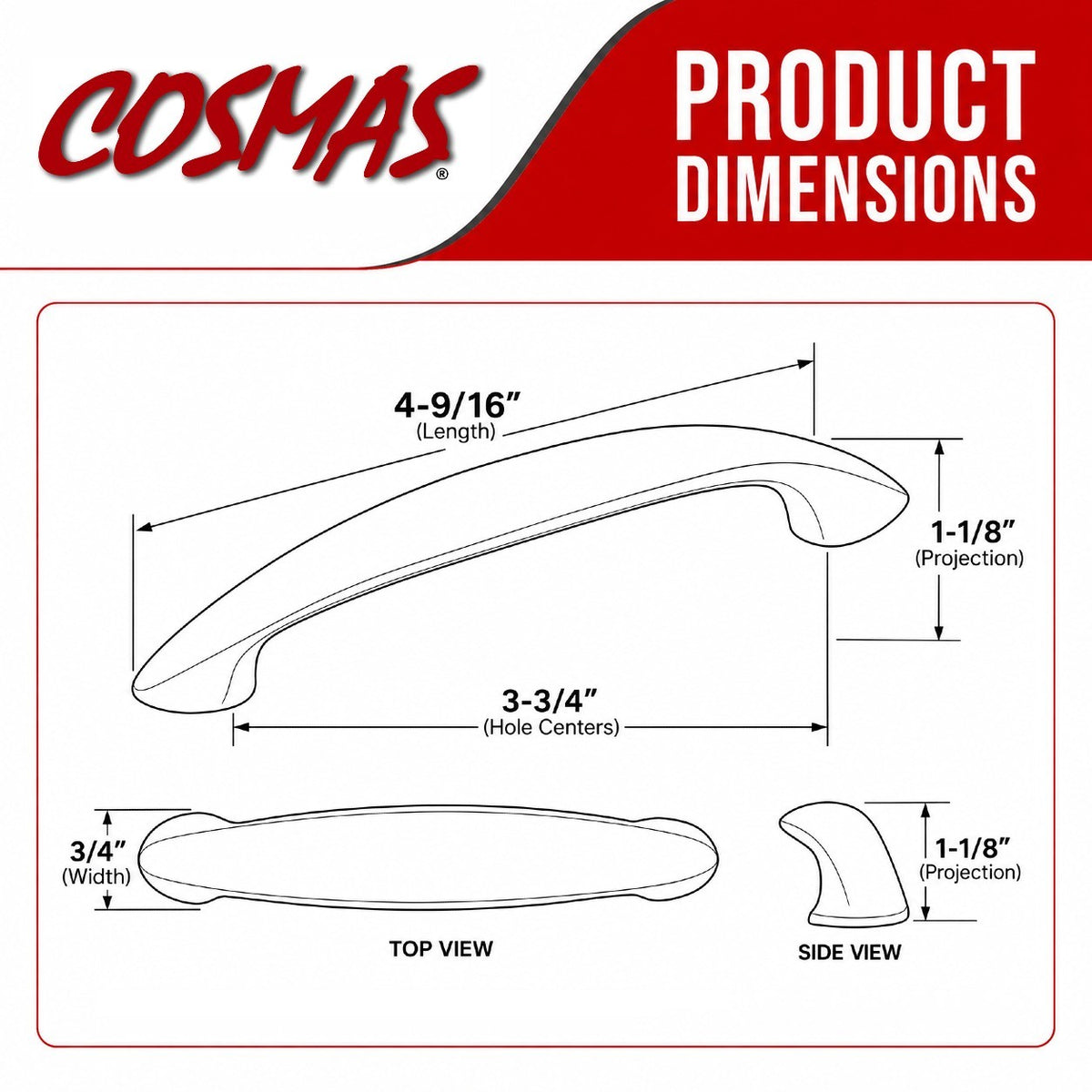 Cosmas 6003-96SN Satin Nickel Cabinet Pull