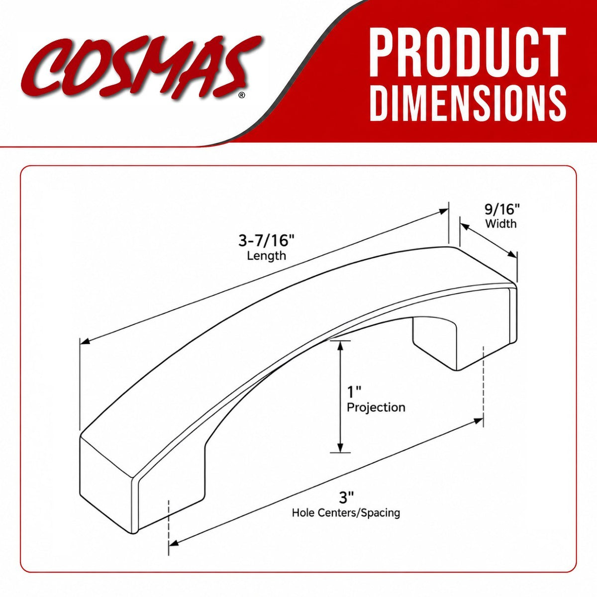 Cosmas 616-030SN Satin Nickel Subtle Arch Cabinet Pull