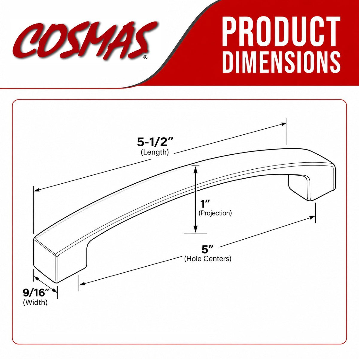 Cosmas 616-128ORB Oil Rubbed Bronze Subtle Arch Cabinet Pull