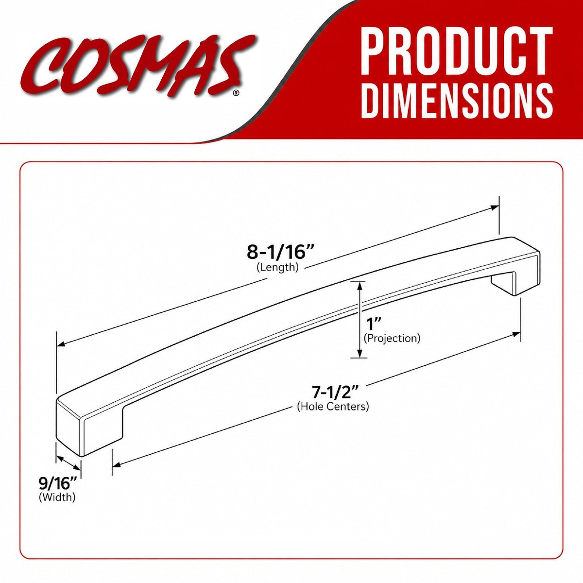 Cosmas 616-192ORB Oil Rubbed Bronze Subtle Arch Cabinet Pull