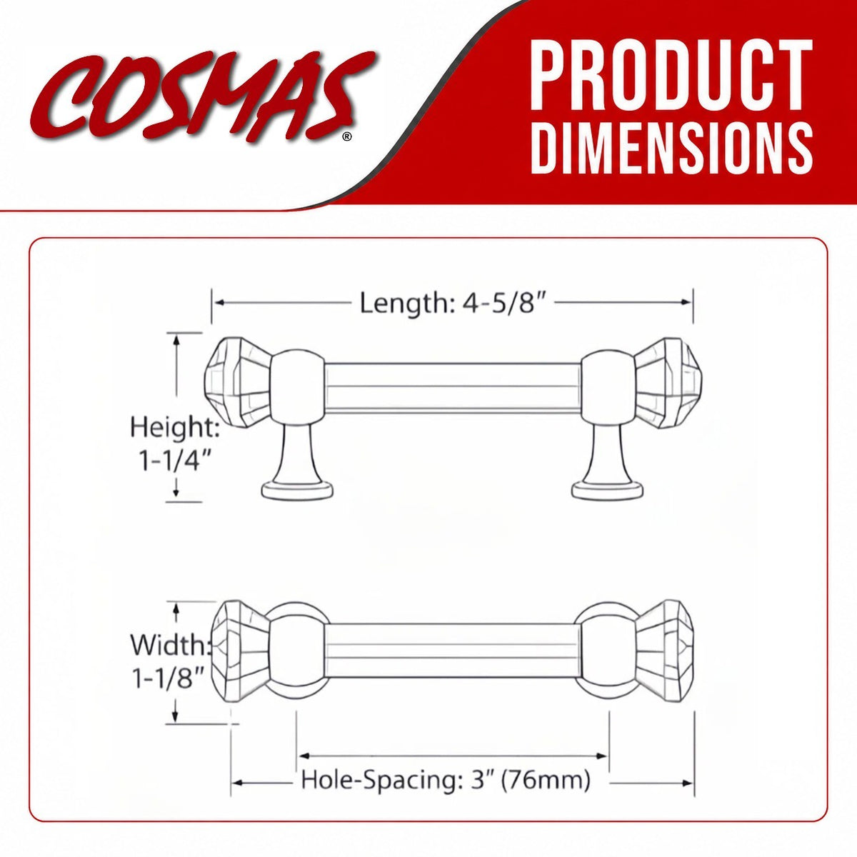 Cosmas 6393ORB-C Oil Rubbed Bronze with Clear Glass Cabinet Pull