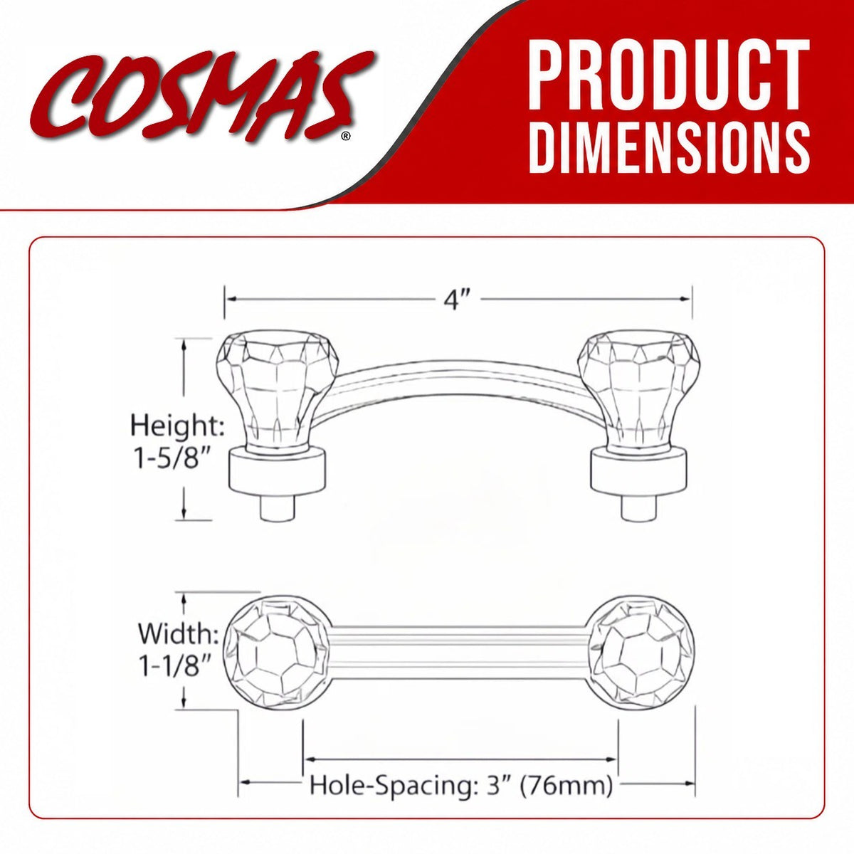 Cosmas 6397ORB-C Oil Rubbed Bronze with Clear Glass Cabinet Pull