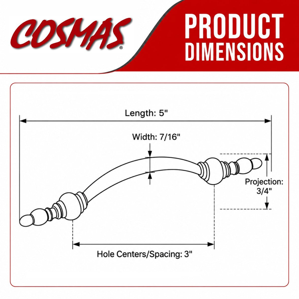 Cosmas 6433SN Satin Nickel Cabinet Pull