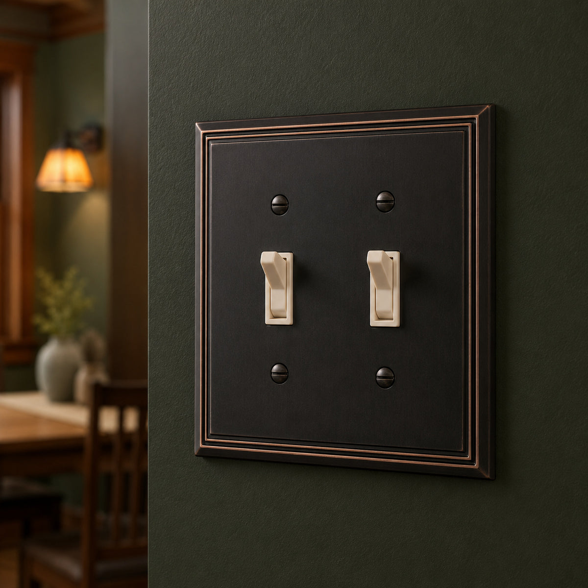 Cosmas 65004-ORB Oil Rubbed Bronze Double Toggle Switchplate Cover