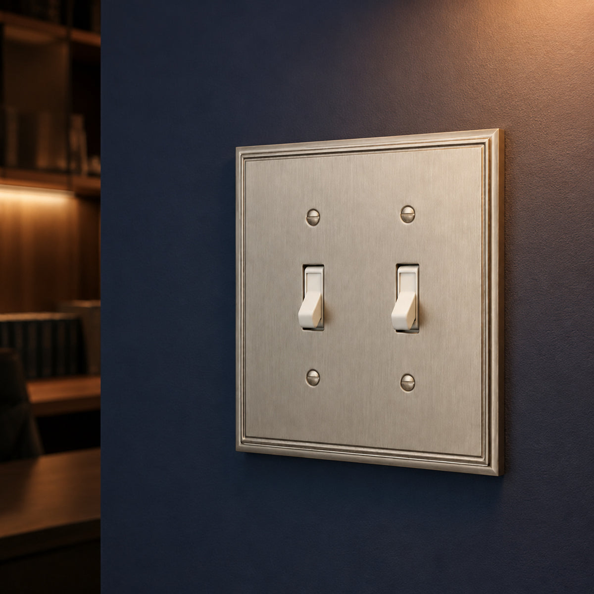 Cosmas 65004-SN Satin Nickel Double Toggle Switchplate Cover