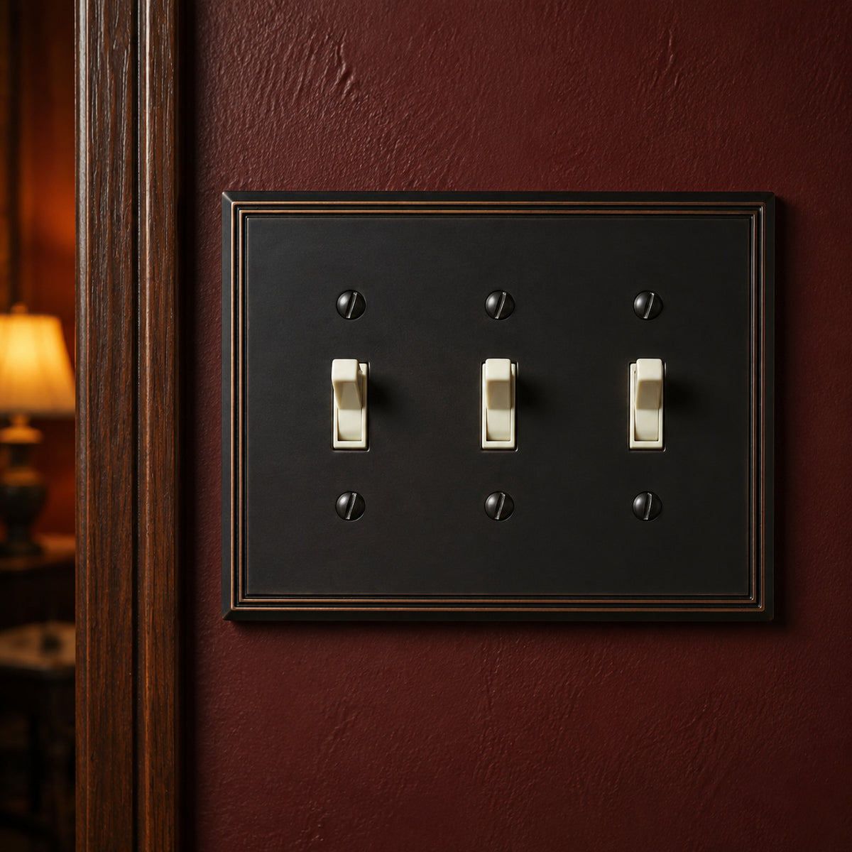 Cosmas 65005-ORB Oil Rubbed Bronze Triple Toggle Switchplate Cover