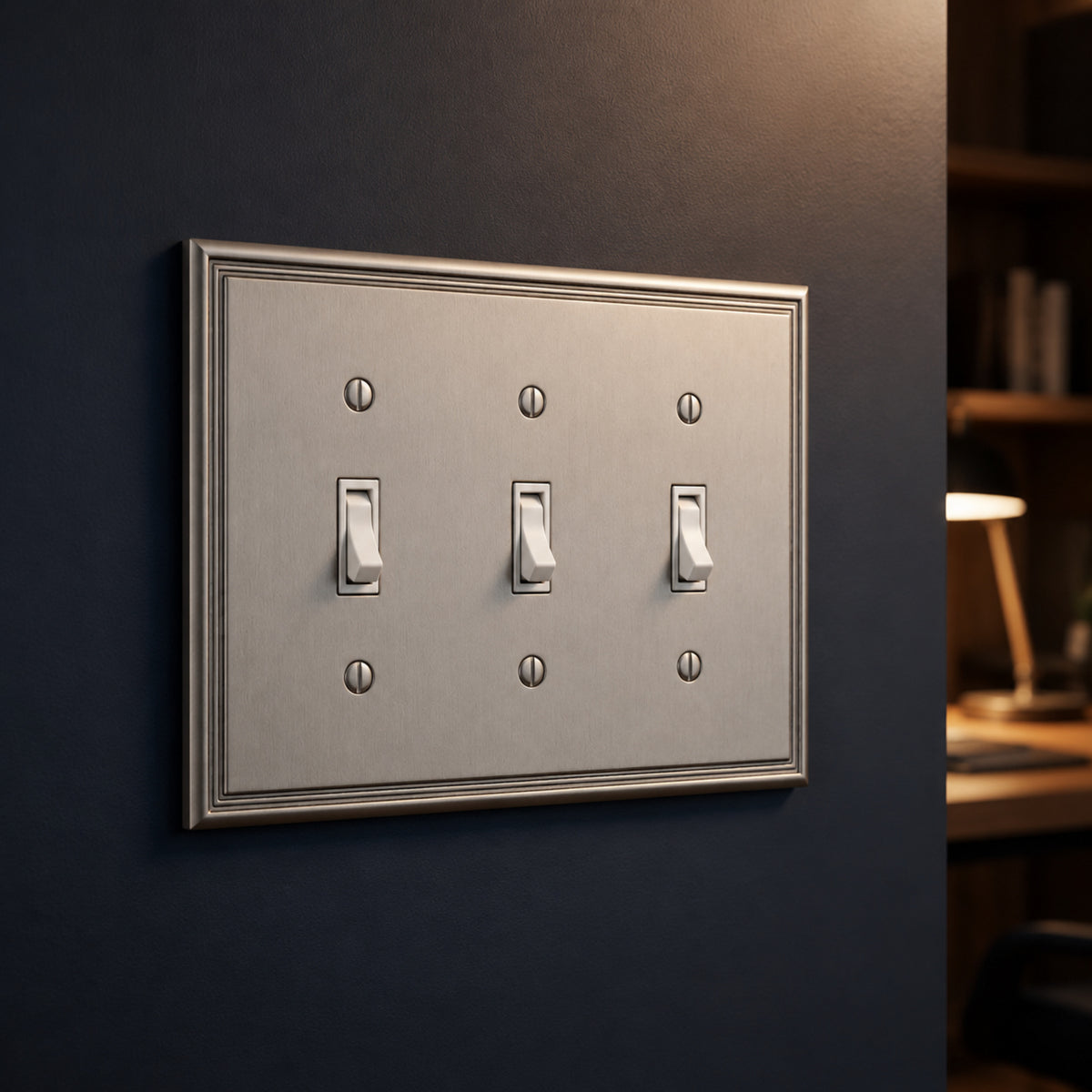 Cosmas 65005-SN Satin Nickel Triple Toggle Switchplate Cover