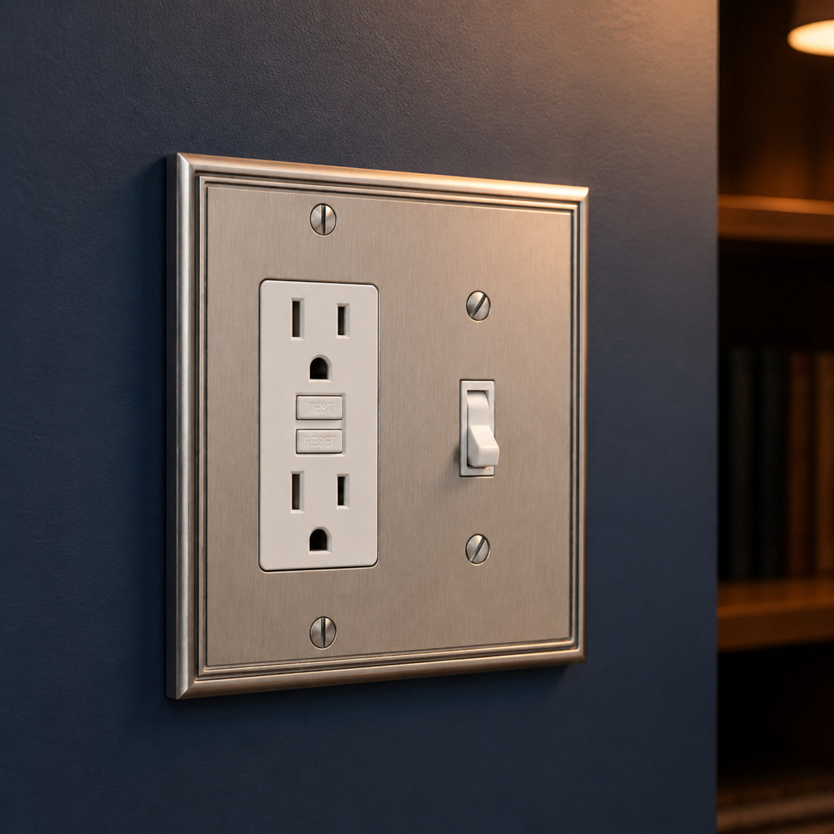 Cosmas 65027-SN Satin Nickel Single Toggle / GFCI Decora Combo