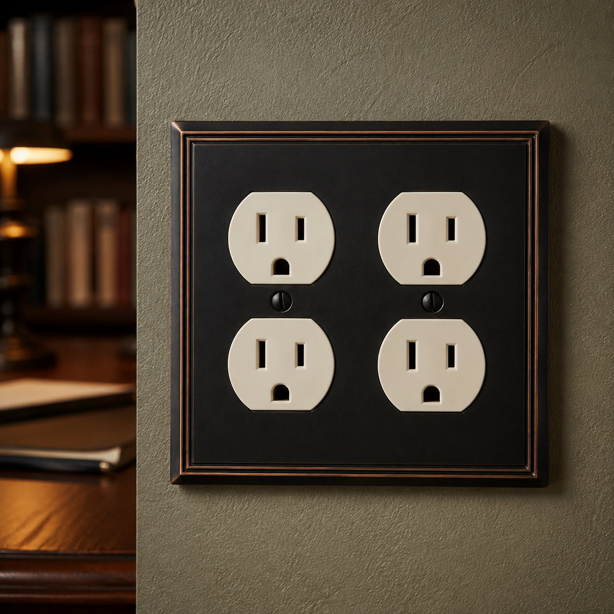 Cosmas 65044-ORB Oil Rubbed Bronze Double Duplex Outlet Wall Plate