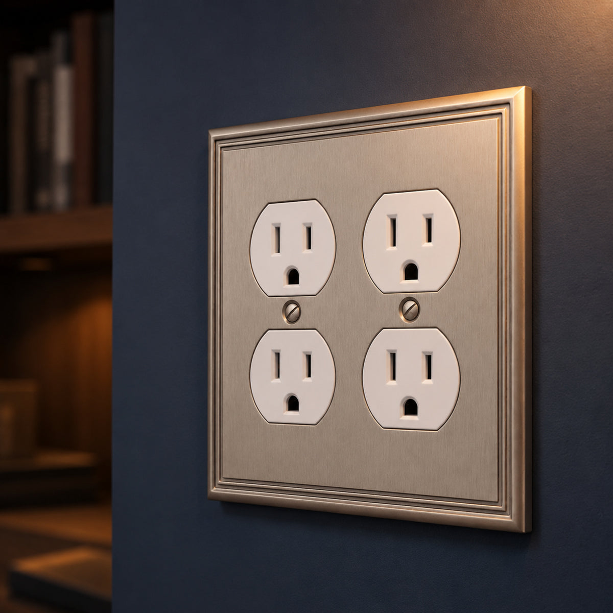 Cosmas 65044-SN Satin Nickel Double Duplex Outlet Wall Plate