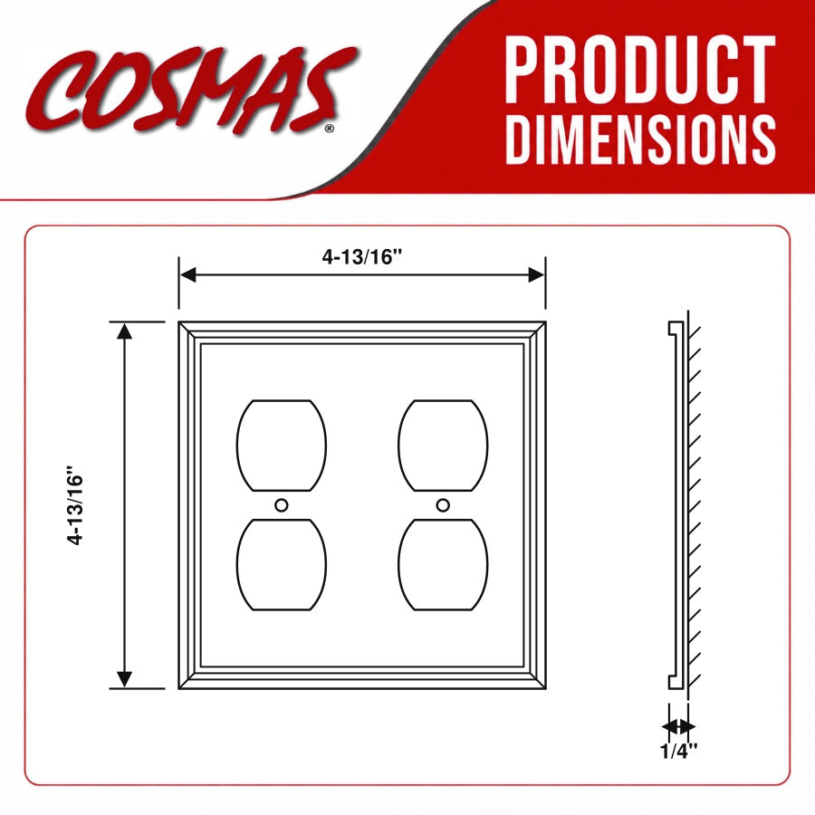 Cosmas 65044-SN Satin Nickel Double Duplex Outlet Wall Plate