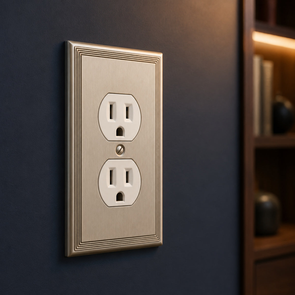 Cosmas 65049-SN Satin Nickel Single Duplex Outlet Wall Plate