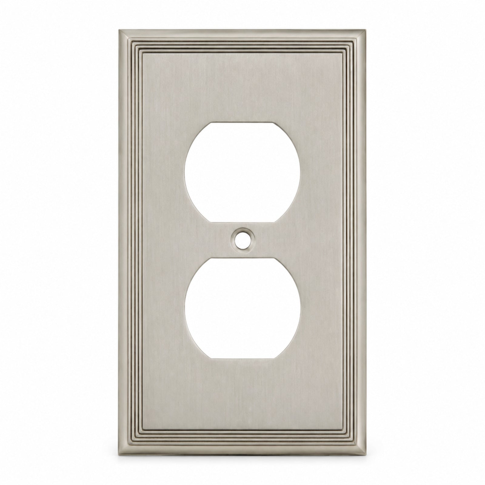 Cosmas 65049-SN Satin Nickel Single Duplex Outlet Wall Plate