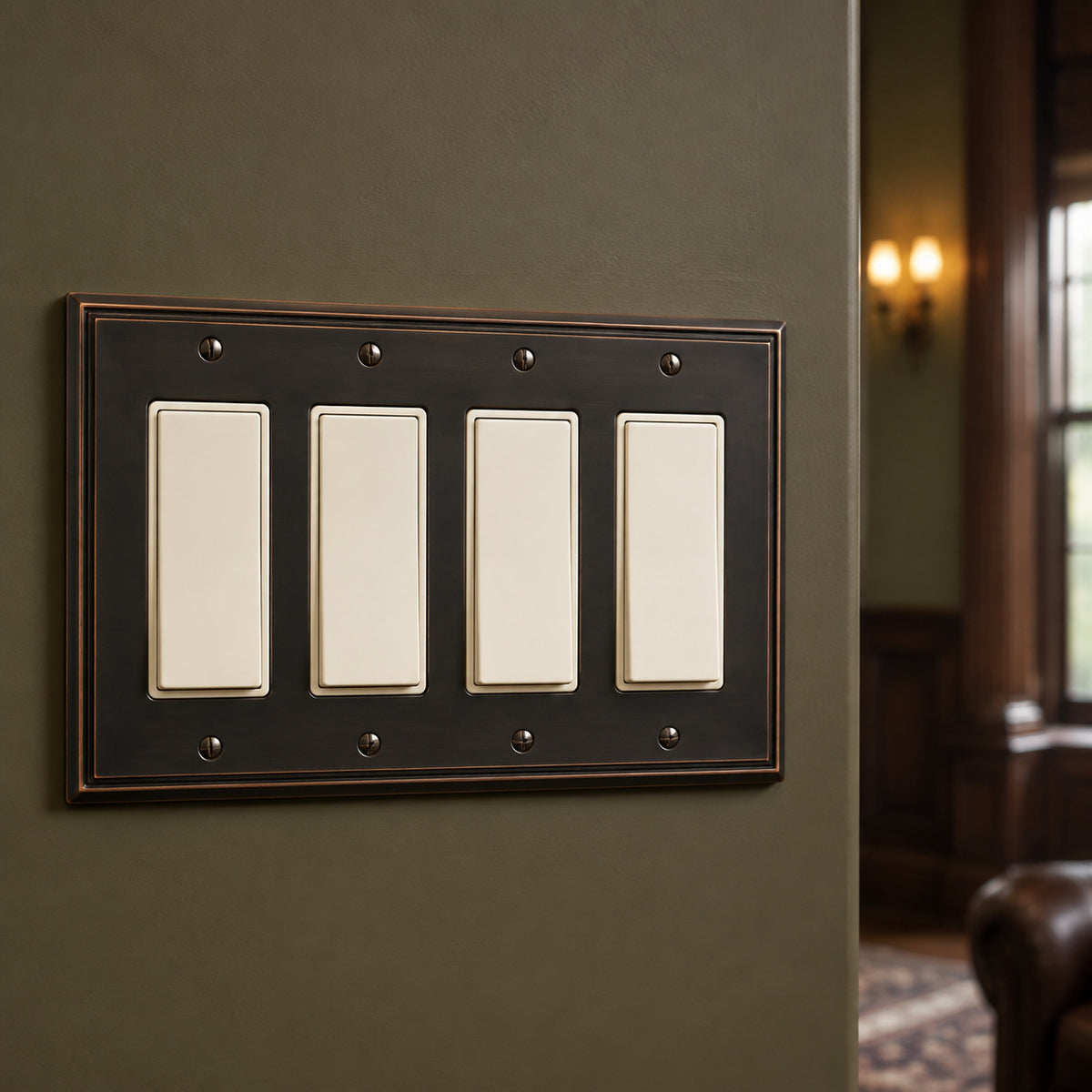 Cosmas 65075-ORB Oil Rubbed Bronze Quad GFCI / Decora Wall Plate