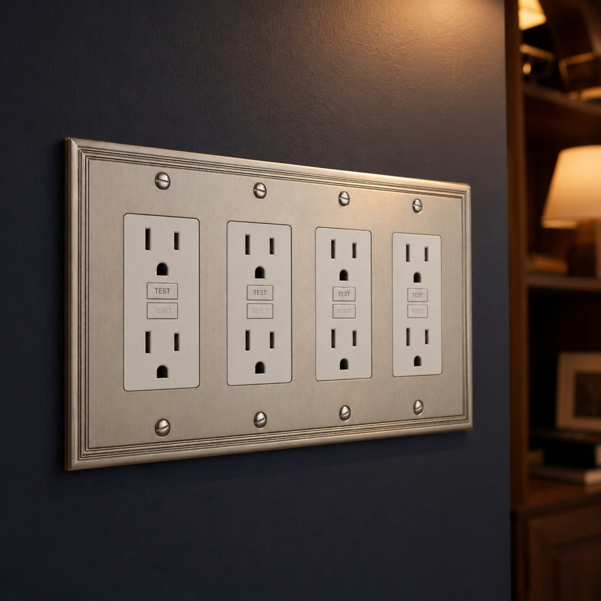 Cosmas 65075-SN Satin Nickel Quad GFCI / Decora Wall Plate