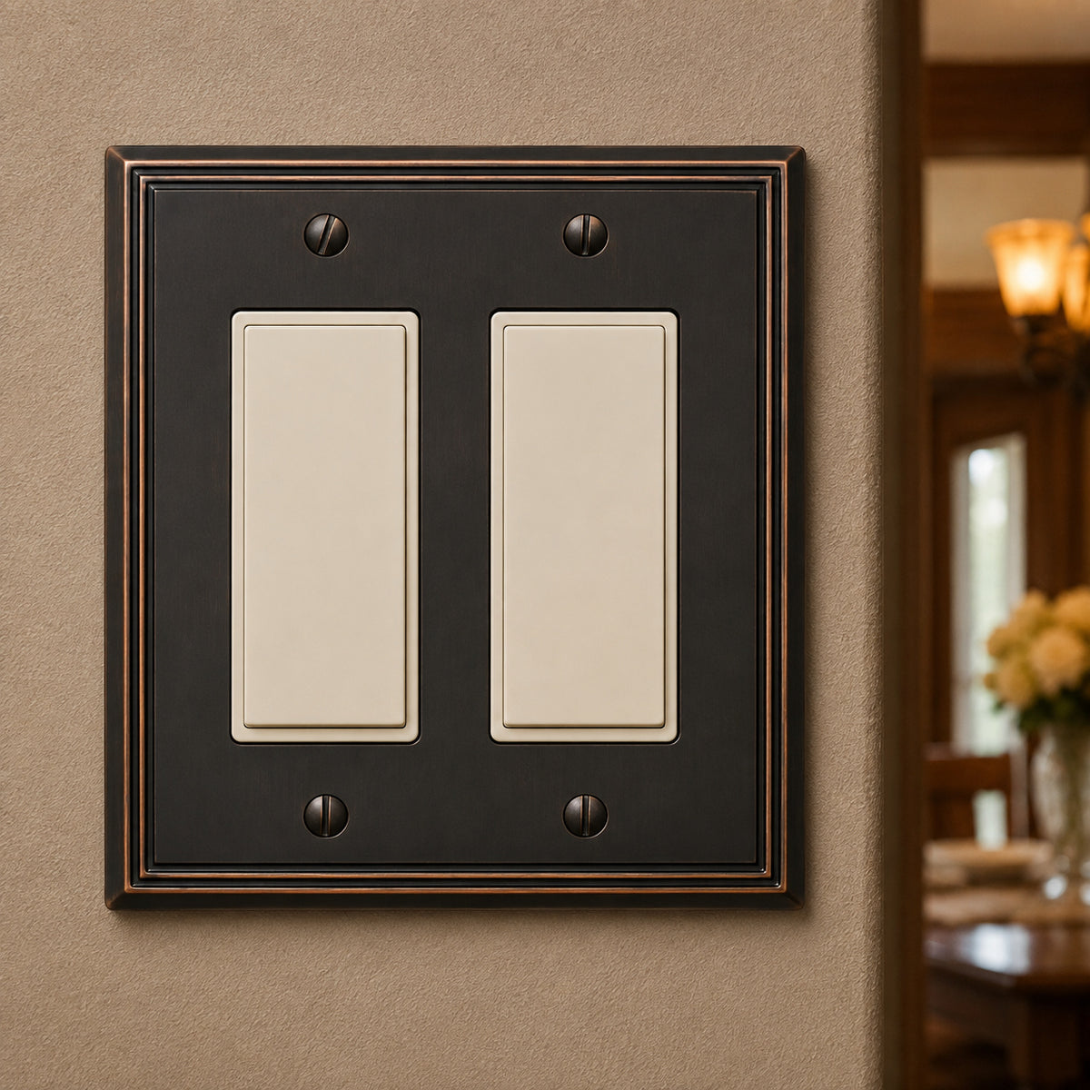 Cosmas 65088-ORB Oil Rubbed Bronze Double GFCI / Decora Wall Plate