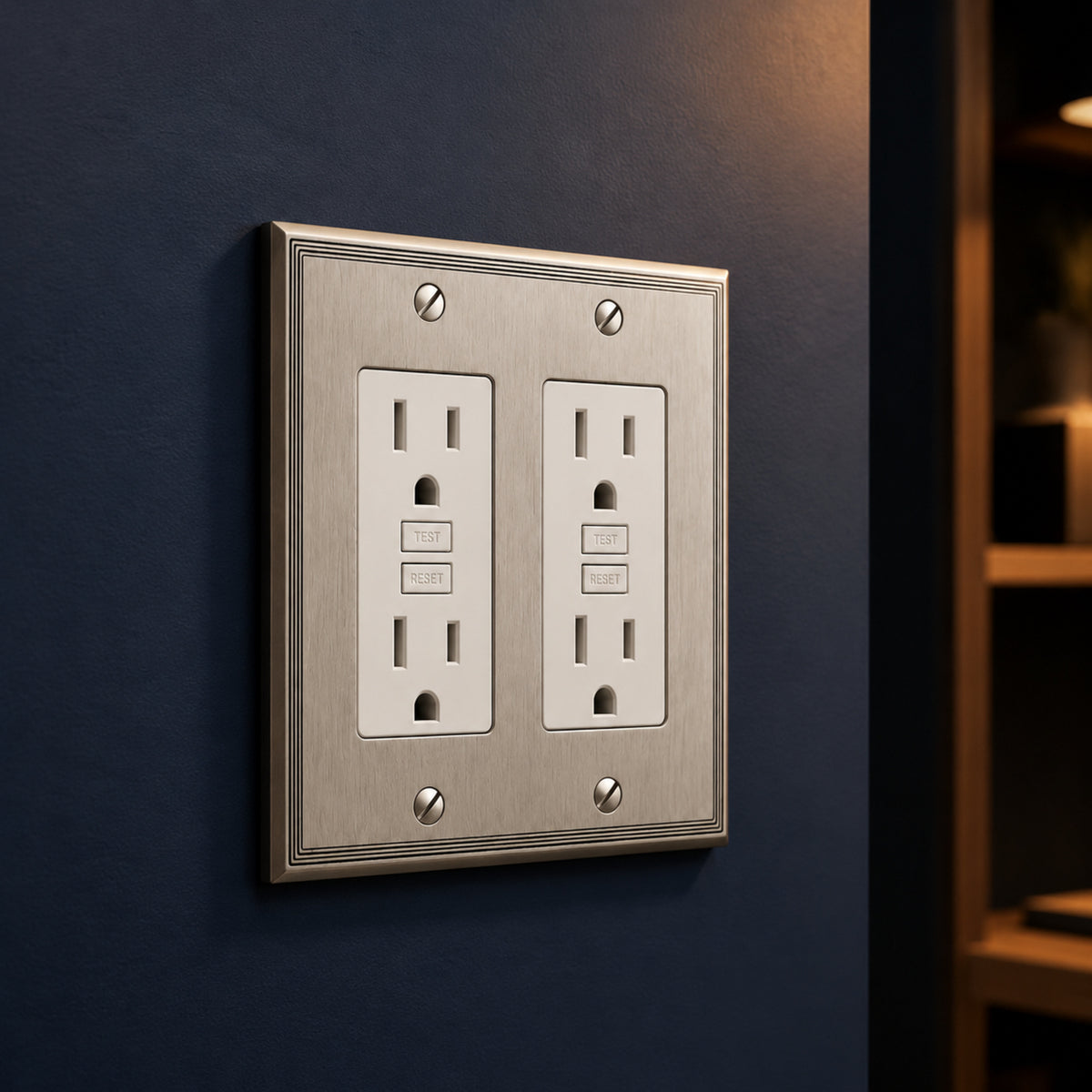 Cosmas 65088-SN Satin Nickel Double GFCI / Decora Wall Plate