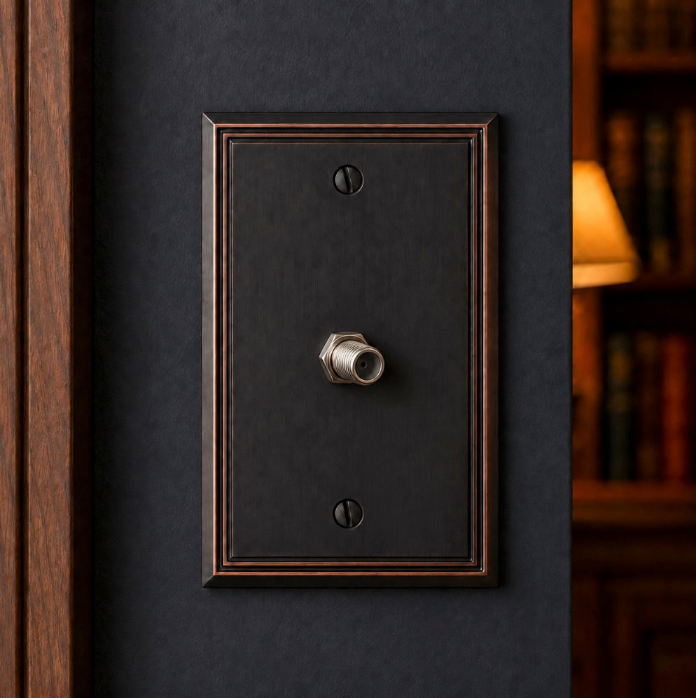 Cosmas 65093-ORB Oil Rubbed Bronze Single Cable Wall Plate
