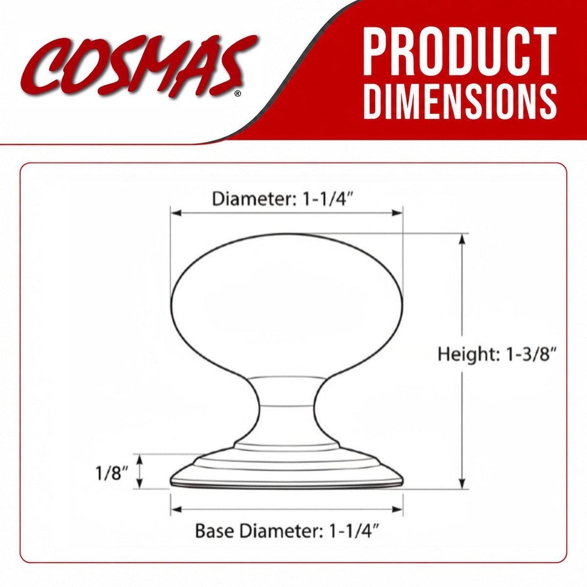 Cosmas 6542FB Flat Black Cabinet Knob