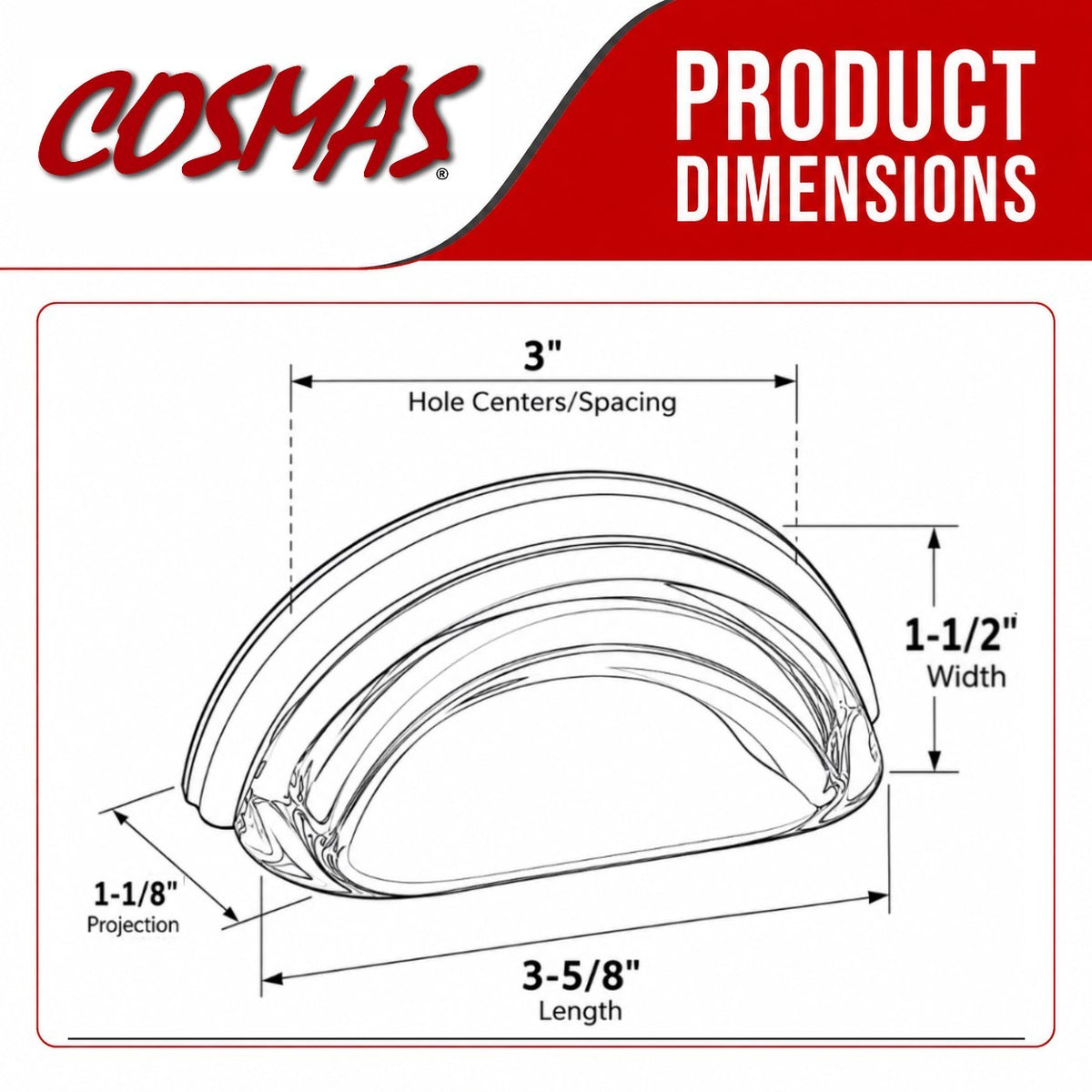 Cosmas 6585SN-C Satin Nickel with Clear Glass Cabinet Cup Pull