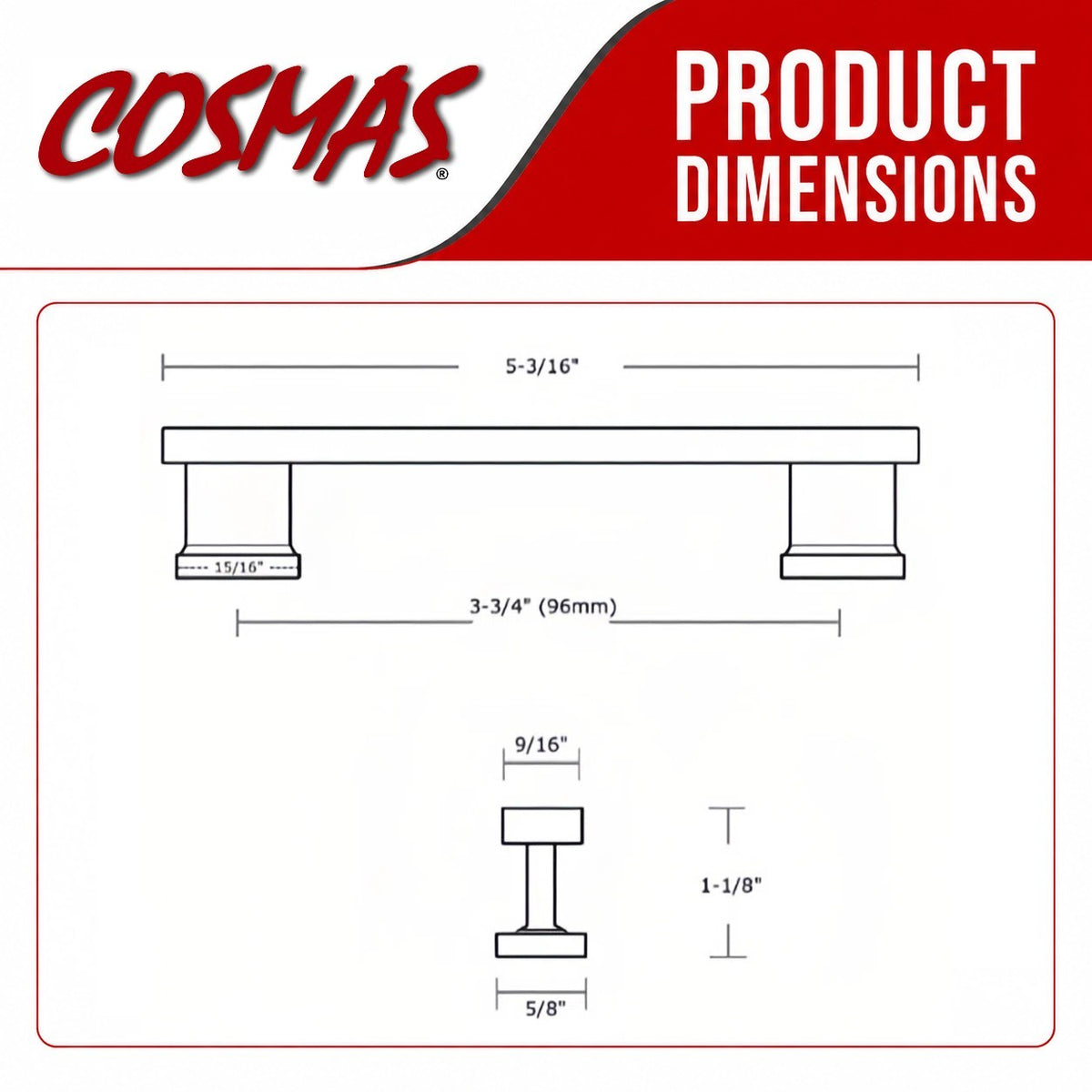 Cosmas 702-96GC Gold Champagne Contemporary Cabinet Pull