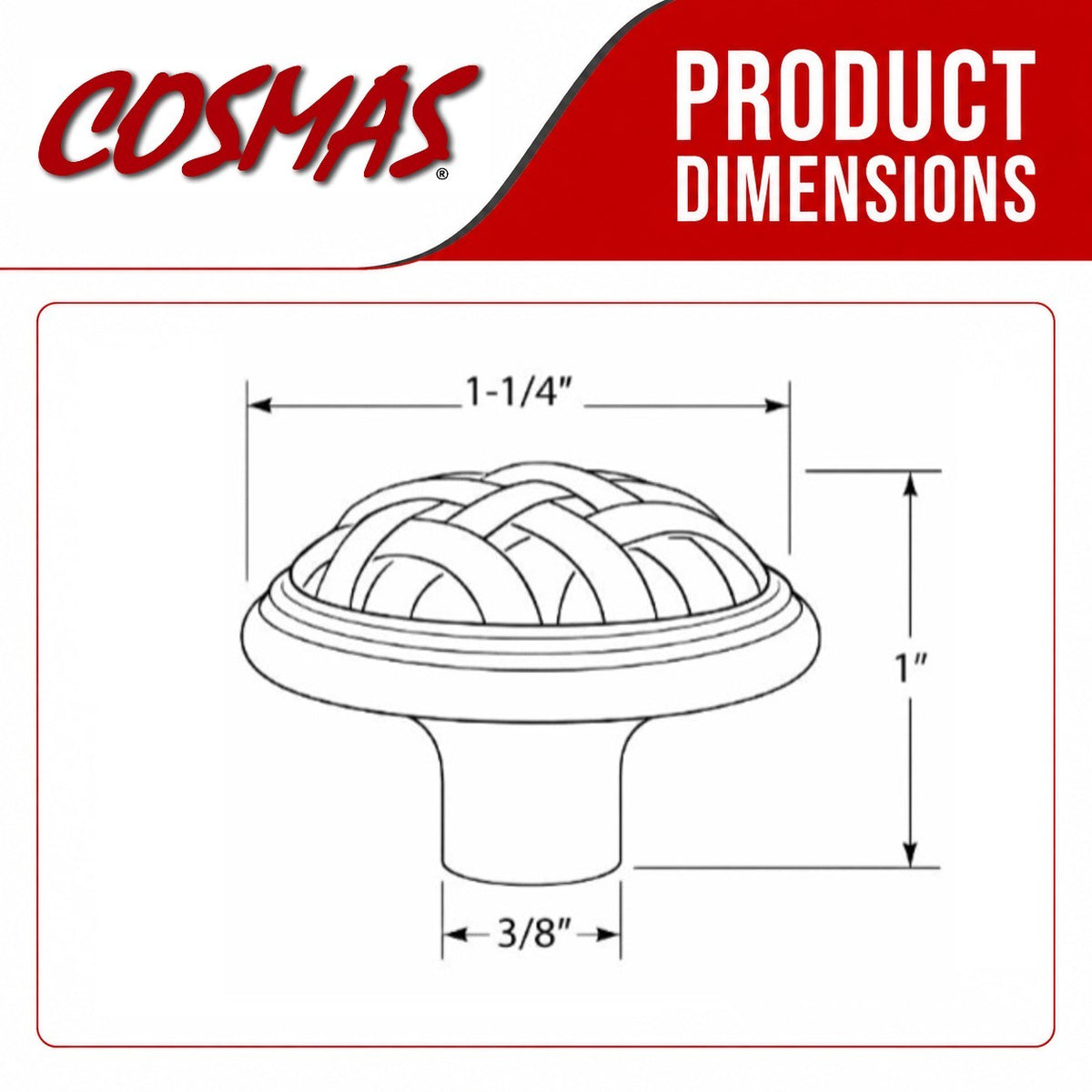 Cosmas 7064FB Flat Black Braided Cabinet Knob