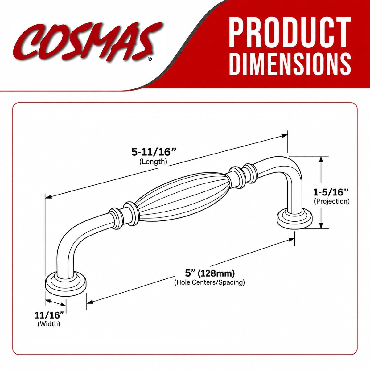 Cosmas 7120SN Satin Nickel Cabinet Pull