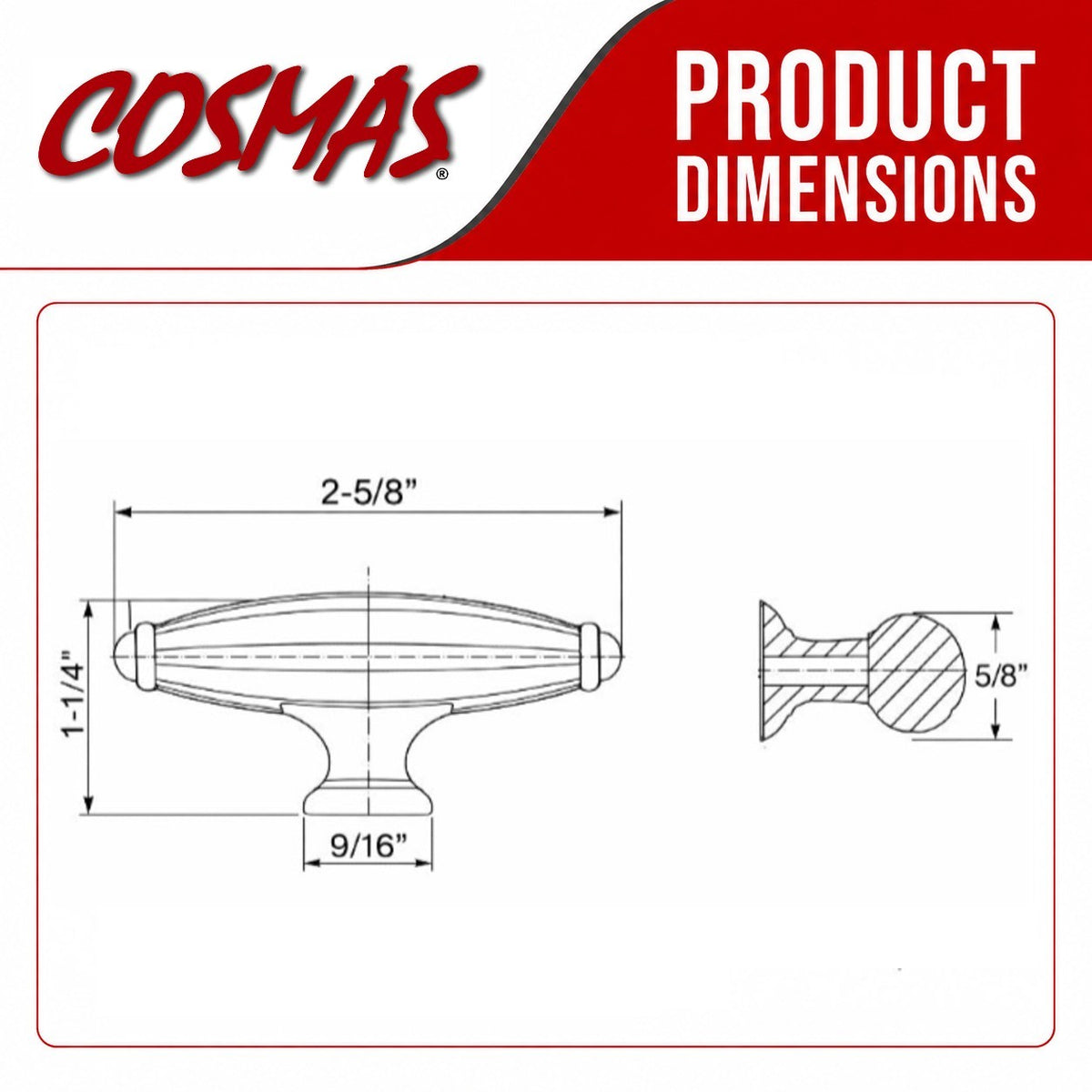 Cosmas 7121FB Flat Black Cabinet Knob
