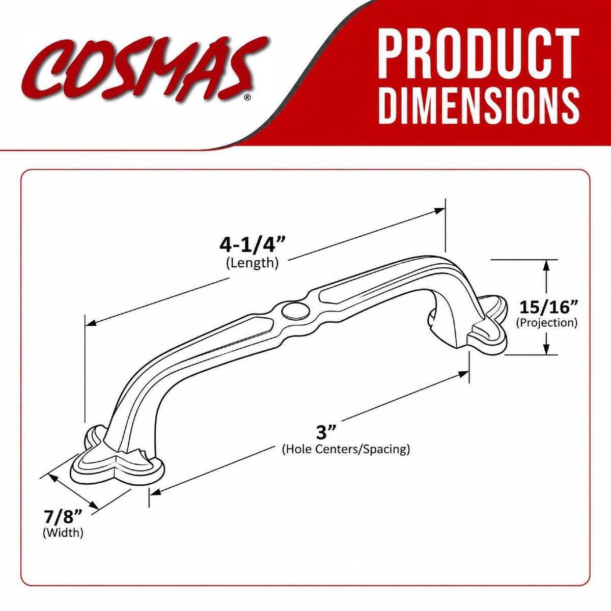 Cosmas 7330SN Satin Nickel Cabinet Pull