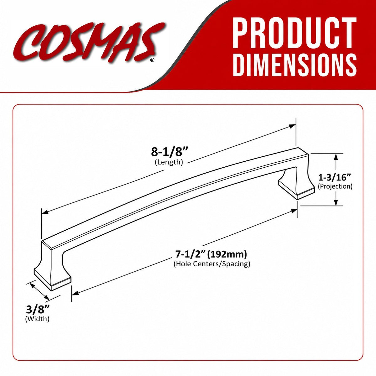 Cosmas 755-192BB Brushed Brass Cabinet Pull