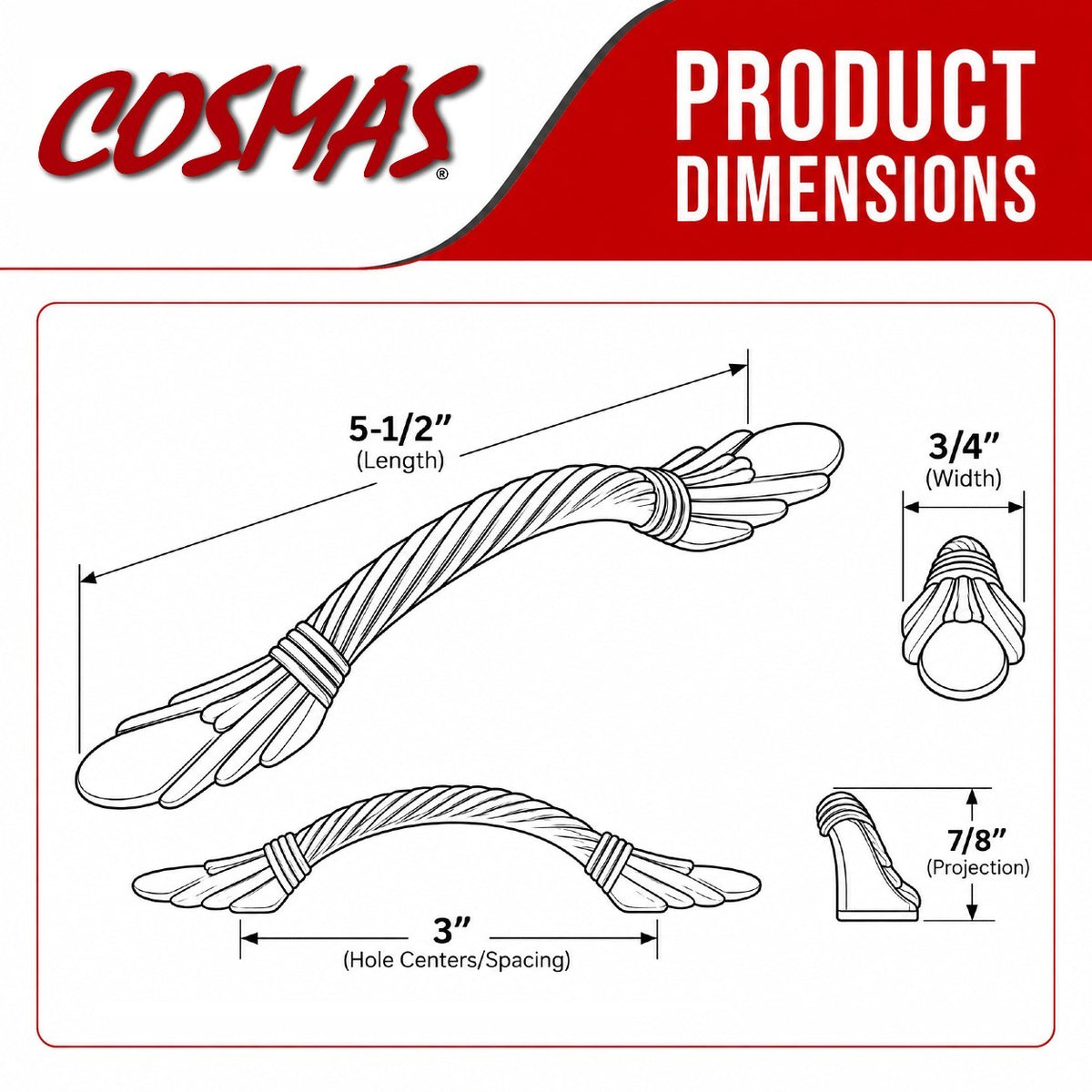 Cosmas 7681ORB Oil Rubbed Bronze Cabinet Pull