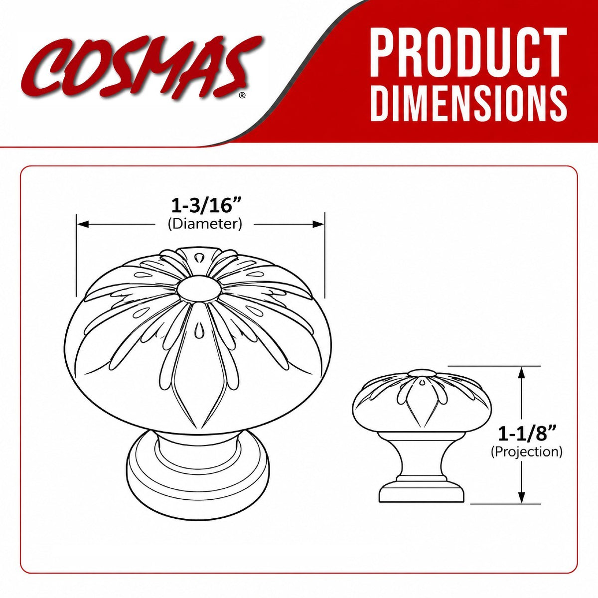 Cosmas 7682SN Satin Nickel Cabinet Knob