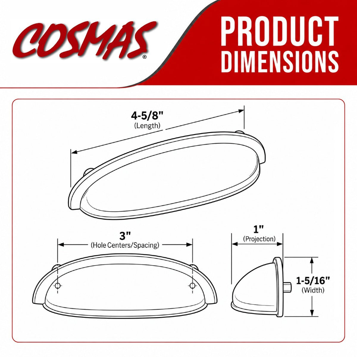 Cosmas 7712SN Satin Nickel Cabinet Cup Pull