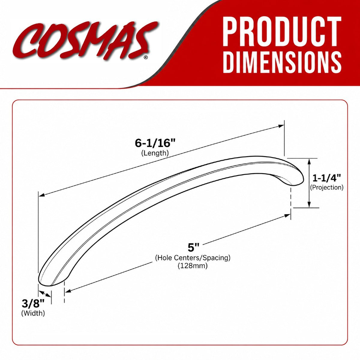 Cosmas 801-128SN Satin Nickel Bow Cabinet Pull