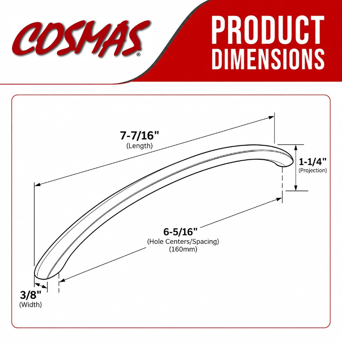 Cosmas 801-160SN Satin Nickel Bow Cabinet Pull