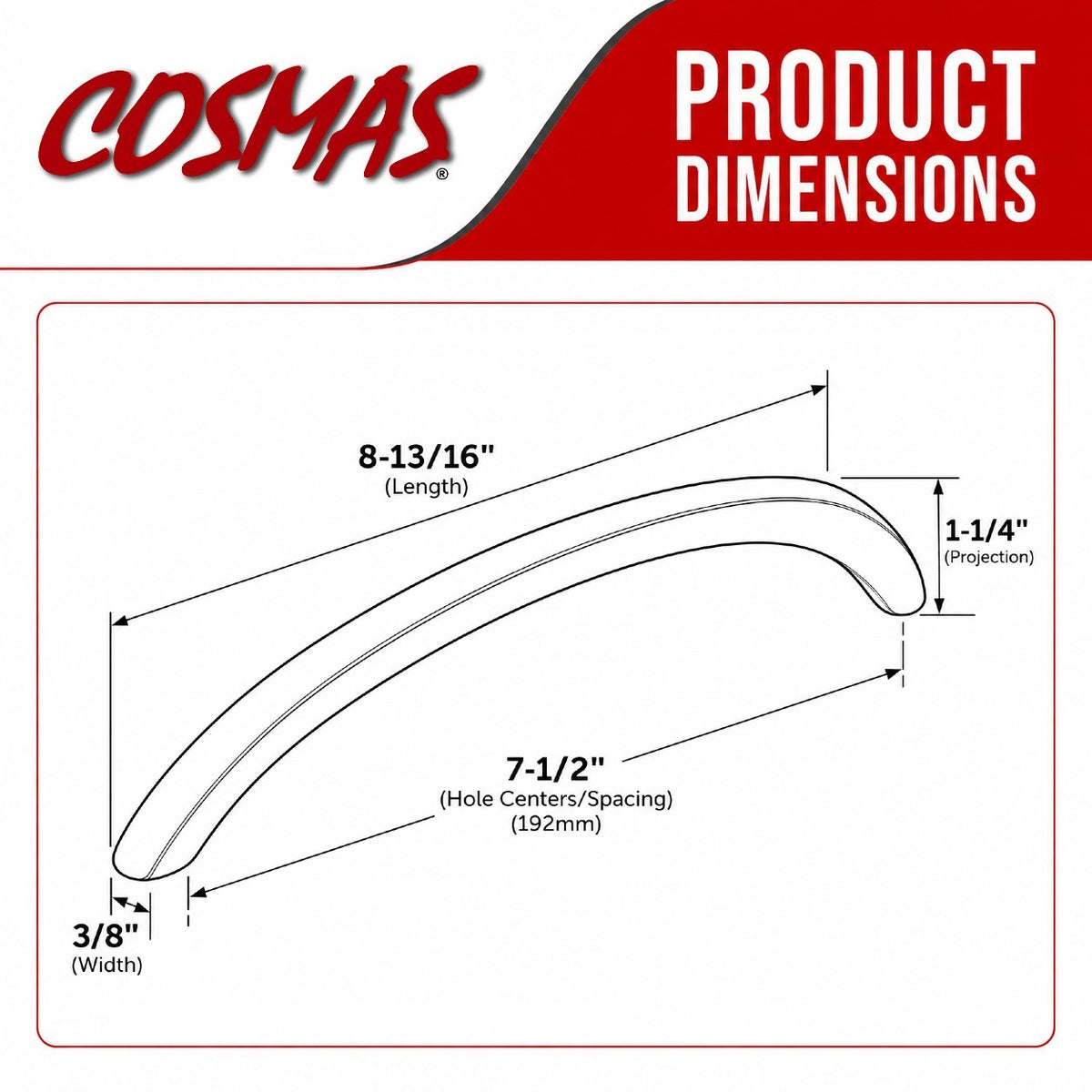 Cosmas 801-192SN Satin Nickel Bow Cabinet Pull