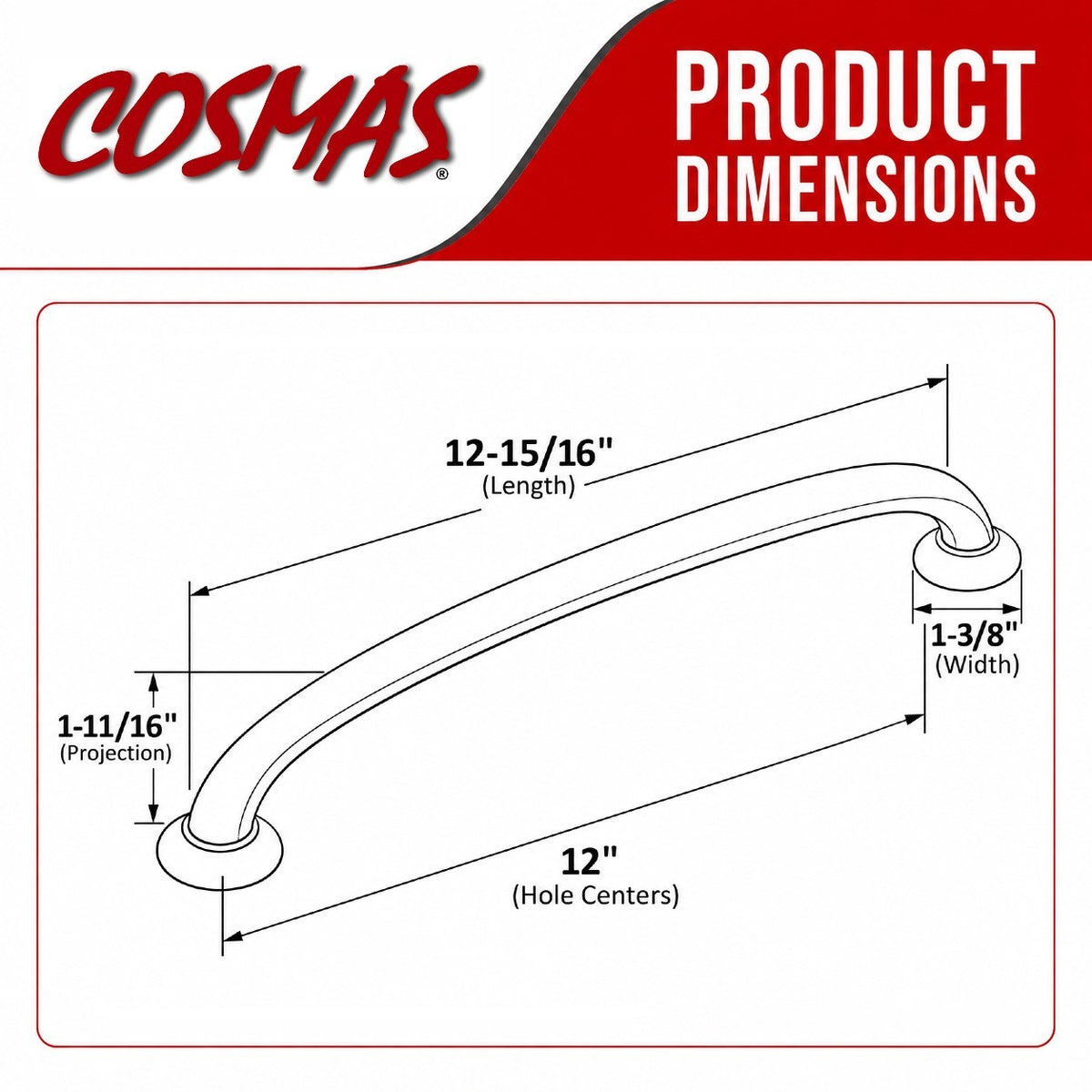 Cosmas 827-12SN Satin Nickel Zinc Appliance Pull