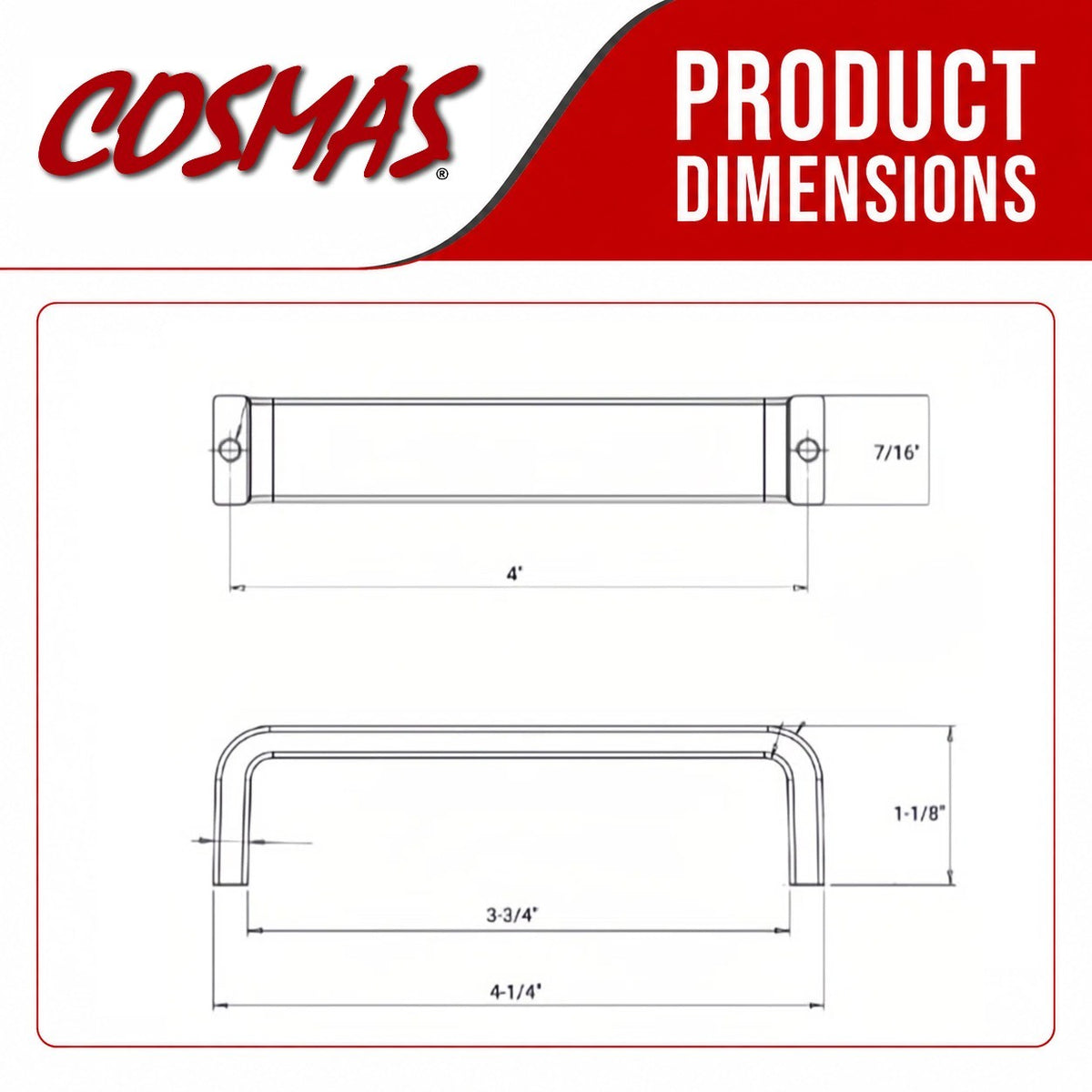 Cosmas 886-4SN Satin Nickel Cabinet Pull