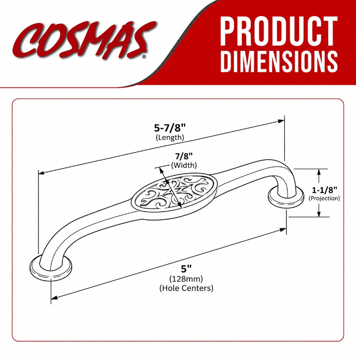 Cosmas 9133-128ORB Oil Rubbed Bronze Cabinet Pull