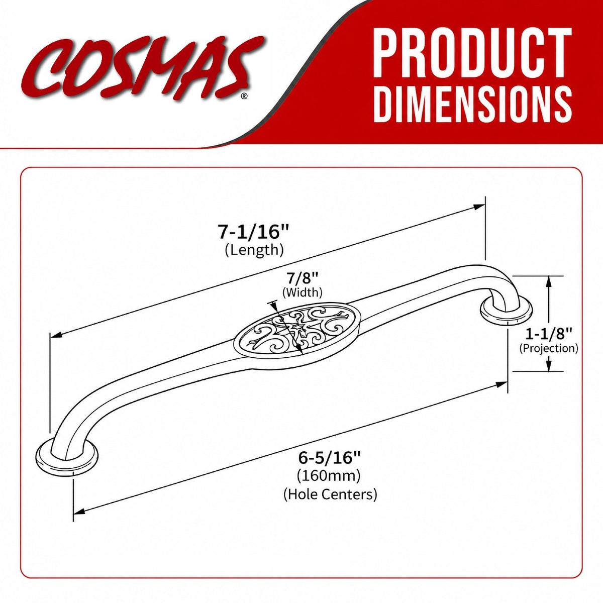 Cosmas 9133-160ORB Oil Rubbed Bronze Cabinet Pull