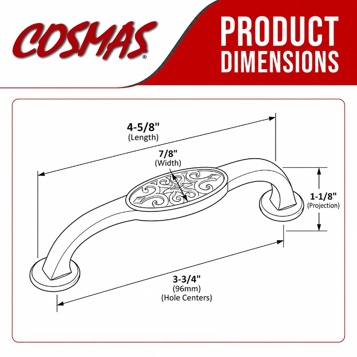 Cosmas 9133-96ORB Oil Rubbed Bronze Cabinet Pull