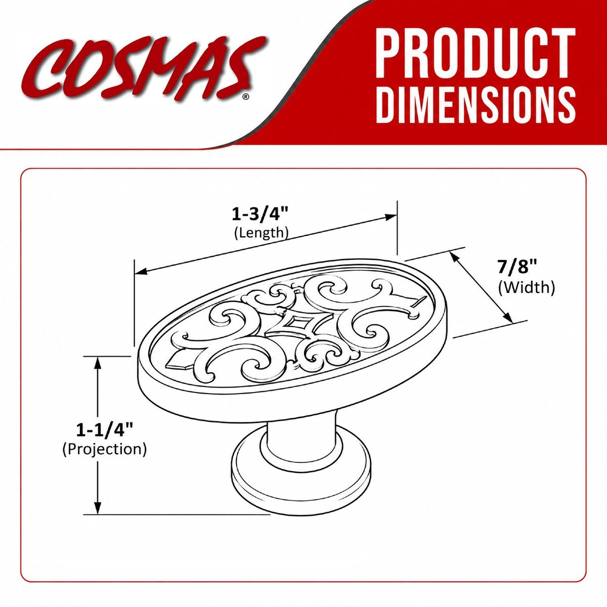 Cosmas 9133ORB Oil Rubbed Bronze Oval Cabinet Knob