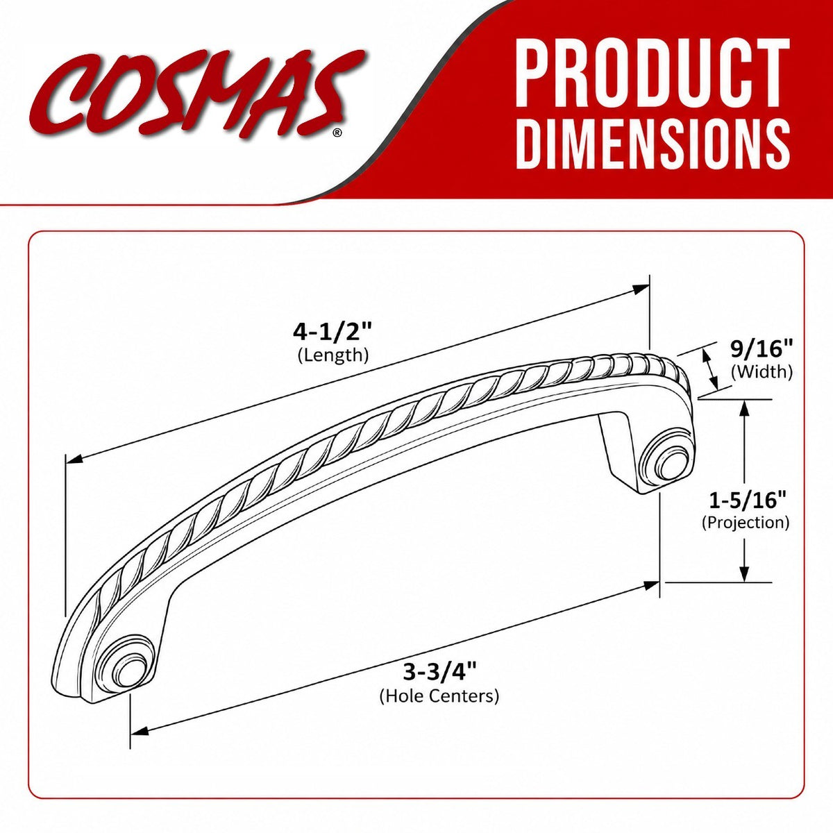 Cosmas 9230ORB Oil Rubbed Bronze Rope Cabinet Pull