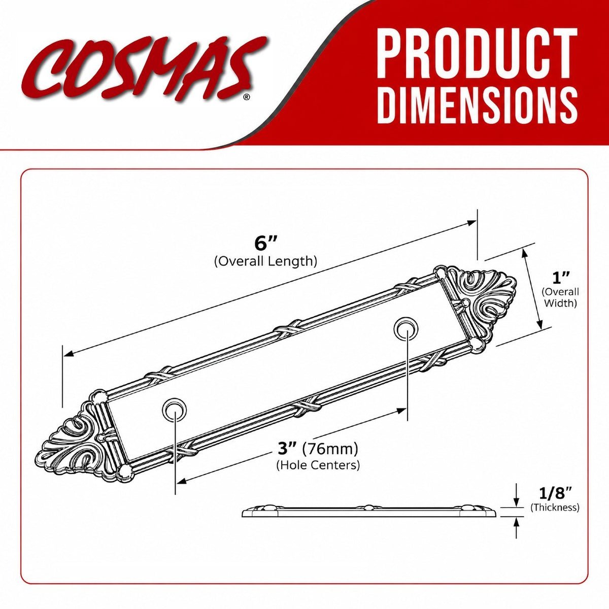 Cosmas 9466SN Satin Nickel Cabinet Pull Backplate